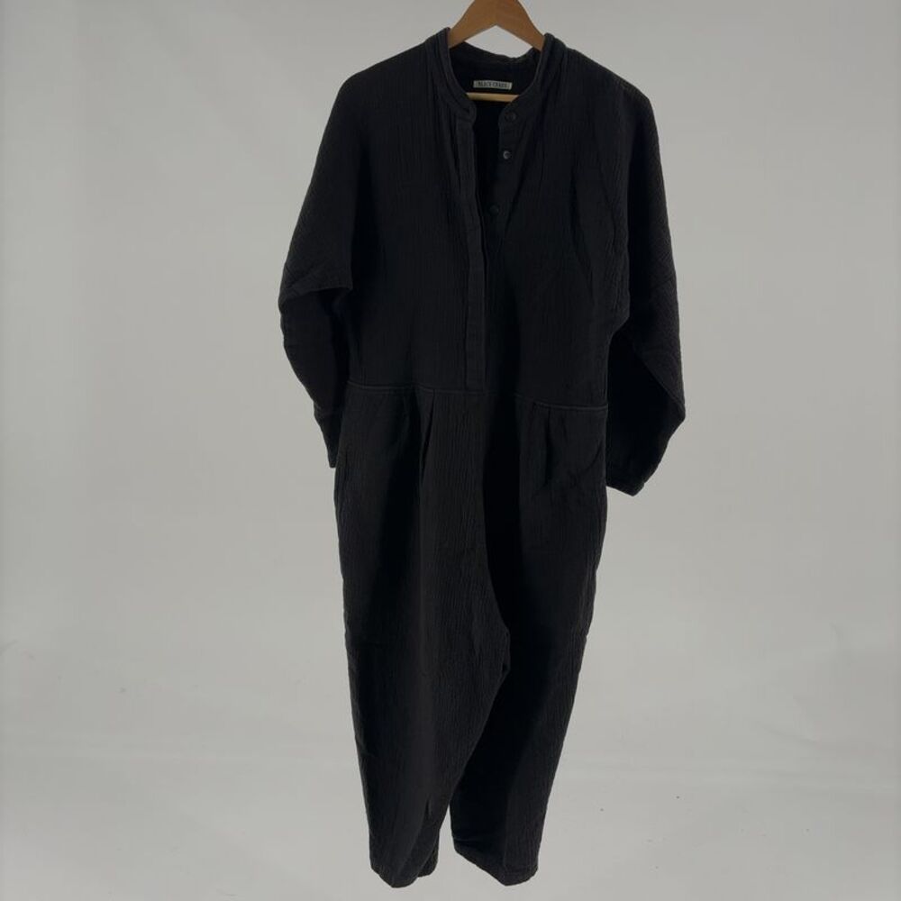 Black Crane Relaxed Long-Sleeve Black Jumpsuit